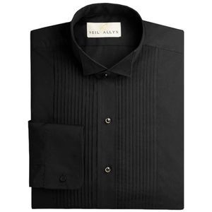 Neil Allyn Men’s Wing Tip Pleated Tuxedo Shirt Black Medium 30/31